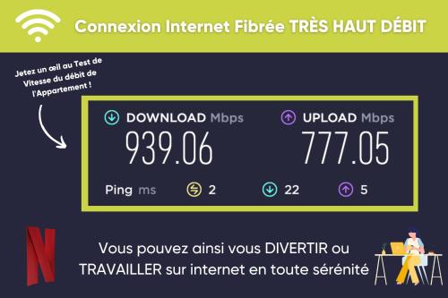 a screenshot of a webpage of a television internet fibre link deficit at Petit cocon à Douai avec jardin et Netflix in Douai