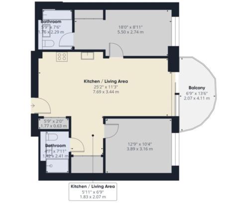 Půdorys ubytování Modern Flat - 10 mins from O2 Arena