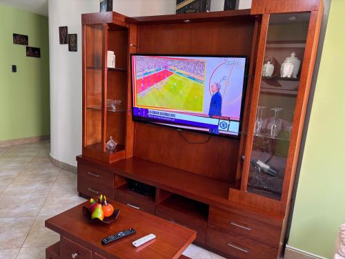 Cómodo apartamento con aire puro y vista panorámica ideal para turistasにあるテレビまたはエンターテインメントセンター