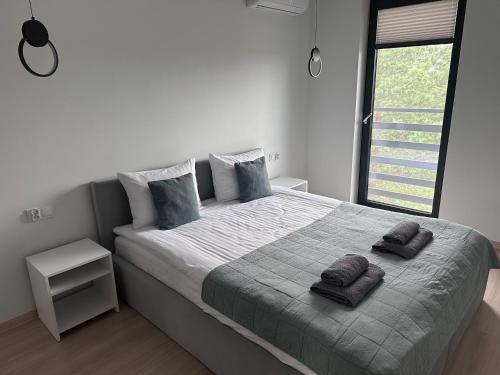 Katil atau katil-katil dalam bilik di Apartamenty Literówka