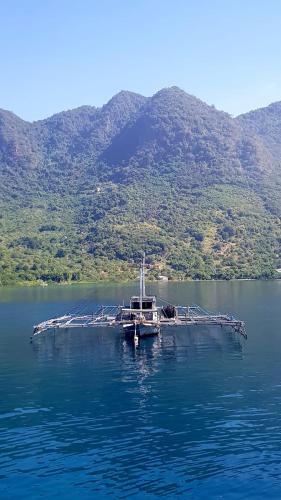 a small island in the middle of a body of water at Guest House Dorm Floressa in Maumere