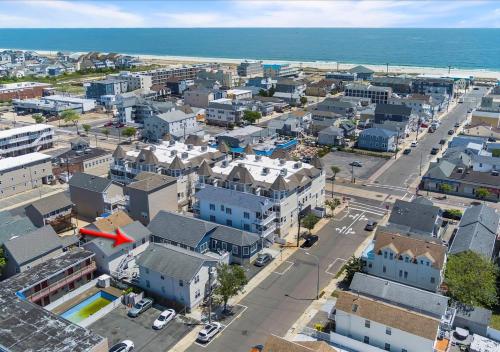 an aerial view of a city with the ocean at Seaside Serenity 3-Bedroom Shore home 2 blocks to the beach and boardwalk in Seaside Heights