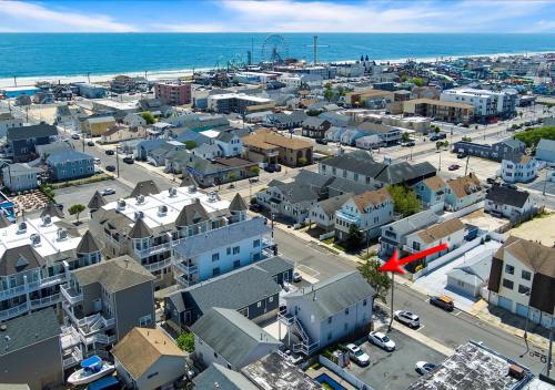 an aerial view of a city with the ocean at Seaside Serenity 3-Bedroom Shore home 2 blocks to the beach and boardwalk in Seaside Heights