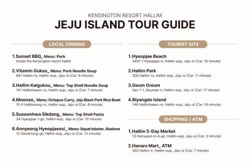 zrzut ekranu przewodnika po wyspie Jupiter w obiekcie Kensington Resort Jeju Hanlim w mieście Czedżu