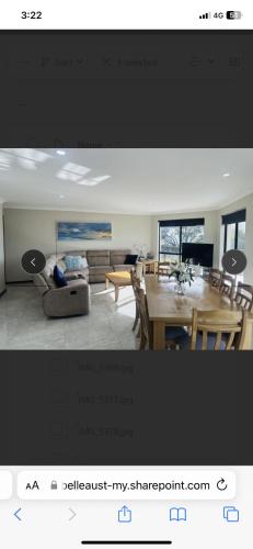 a living room and dining room with a table and chairs at LingaLonga in Busselton