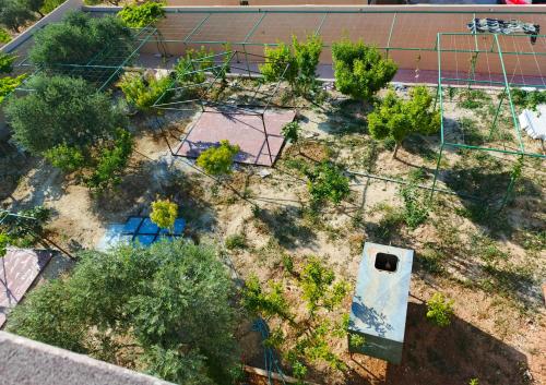 an overhead view of a garden with trees and plants at Top "OverView" Resort اطلالة القمة in Al ‘Āmirīyah