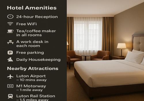 a poster of a hotel room with a bed at OYO The Luton Hotel in Luton