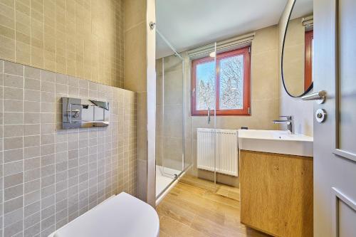 a bathroom with a toilet and a sink at Hotel Bouda Jana in Pec pod Sněžkou