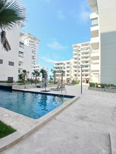 Bazén v ubytování Studio Cosy avec Mezzanine Piscine et Plage à 5 min à Zenata City nebo v jeho okolí