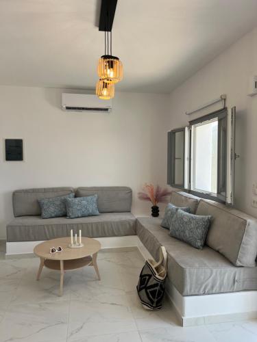 Zona de estar de Dream Villa Santorini