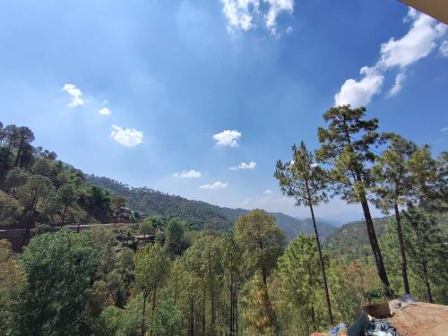 a view of a valley with trees and mountains at City Central Inn Hotel !! in Kasauli