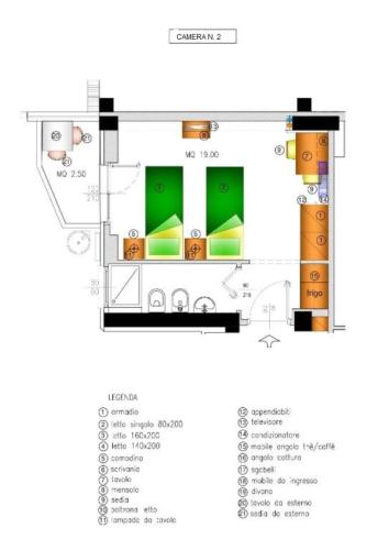 a schematic diagram of a building at Casa Livio - Rooms and studios in Como