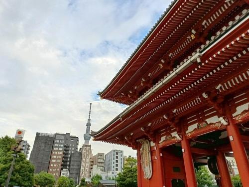 an oriental building with a view of a city at CS Asakusa Building 2nd floor - Vacation STAY 95354v in Tokyo