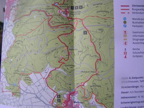 a map of the trails on the park at Wellness und Wander Oase Burgwald 