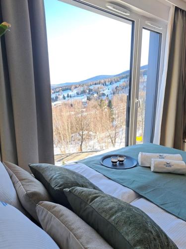 Ένα ή περισσότερα κρεβάτια σε δωμάτιο στο Apartamenty Marzeń Świeradów Zdrój