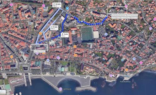 a map of a city with roads and buildings at Nora Charming Apartment - Pool -10m Walk City Center in Funchal
