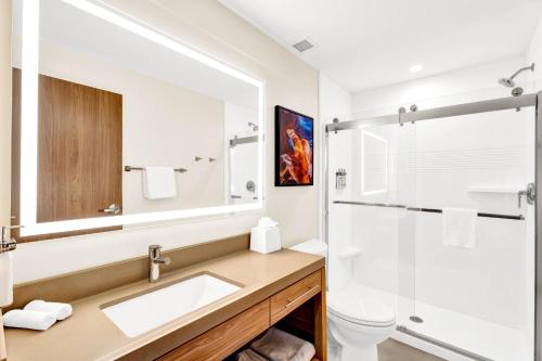 a bathroom with a sink and a shower at Candlewood Suites - Detroit - Auburn Hills by IHG in Auburn Hills