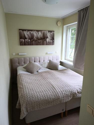 a bedroom with a bed and a window at Inge Villa Apartment Hotel in Pärnu