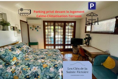 Studio Meyreuil-Terrasse-Au calme en campagne-Clim