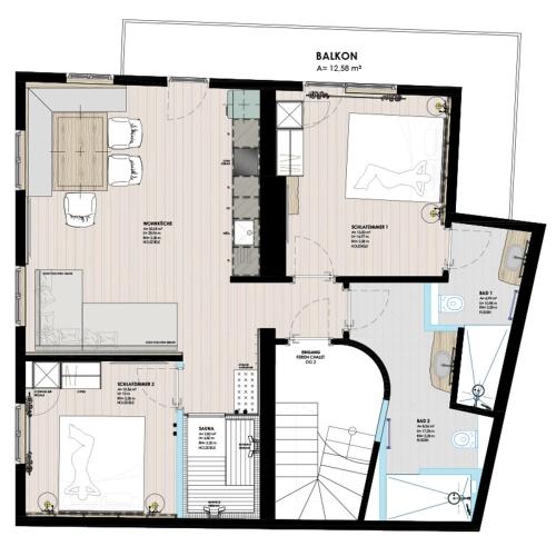 a floor plan of a house at Dorfplatzl in Ischgl