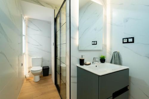 a bathroom with a sink and a toilet at Apartamento Vermú in Guadix