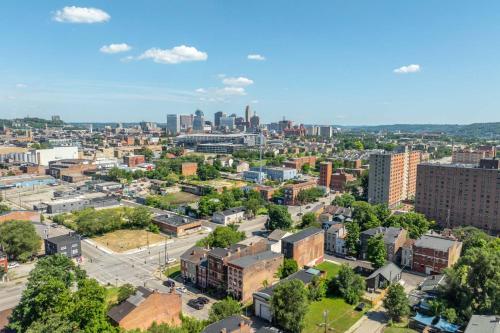 an aerial view of a city with buildings at The Baymiller Row - For 6 in Cincinnati