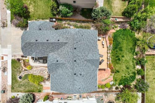 an overhead view of a building with a roof at Highpoint Hills Great Views w Games & Fitness in Colorado Springs