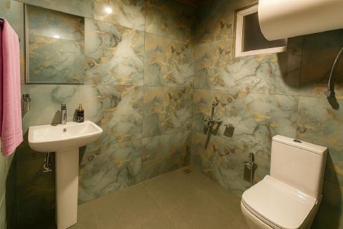 シュリーナガルにあるKoh E Noshの洗面台とトイレ付きのバスルーム