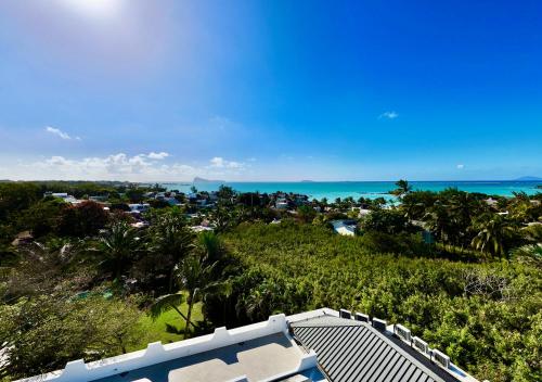 a view of the ocean from a house at VILLA SCALINA Seaside Hideaway - 7 Bedroom - Pool - Gym - Walk to beach in Calodyne