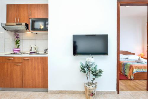 Kuchyň nebo kuchyňský kout v ubytování Apartments Bonex