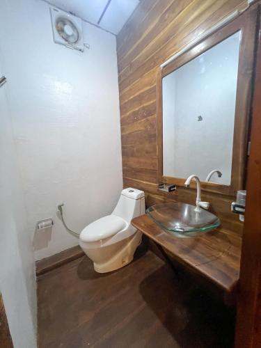 a bathroom with a toilet and a sink at Wilpattu Nature Resort in Murandanveli