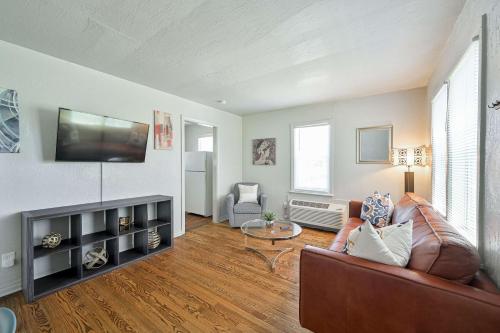 a living room with a couch and a tv at Great for travel workers affordable for long stay in Oklahoma City