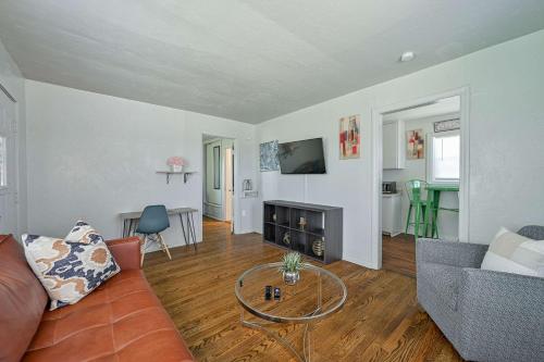 a living room with a couch and a table at Great for travel workers affordable for long stay in Oklahoma City