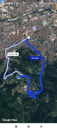 a map of a river with a map of a city at Ranč Vranješ in Banja Luka
