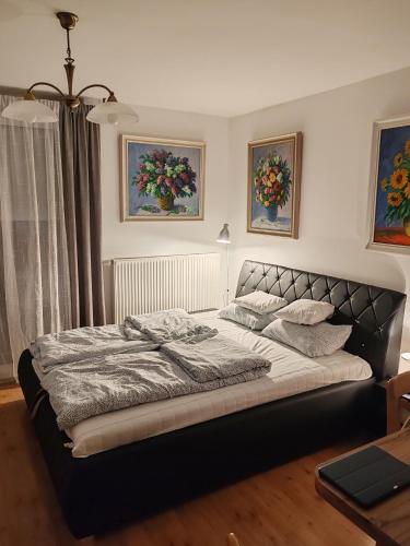 a bedroom with a large bed in a room at Beatrix apartman in Balatonőszöd