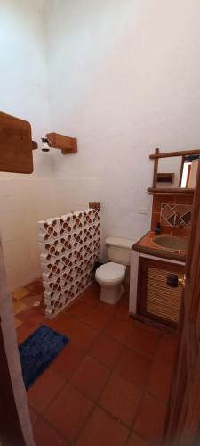 a bathroom with a toilet and a sink at San Rafael del Campo - Barichara in Barichara