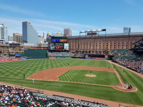 an aerial view of a baseball game in a stadium at Holiday Inn Express Baltimore At The Stadiums by IHG in Baltimore