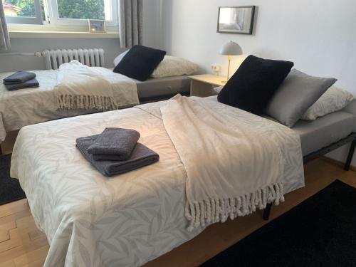 Katil atau katil-katil dalam bilik di Wielki Błękit Apartament z salonem i dwiema sypialniami