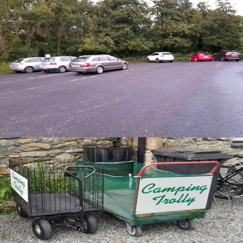 a shopping cart sitting in a parking lot at St Mullins Glamping Bell Tent in Saint Mullins