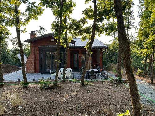 a house in the woods with a group of trees at Villa E&E Dragance in Gjilan
