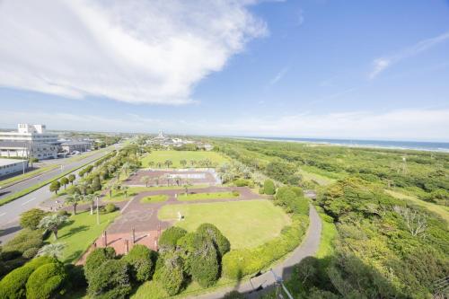 an aerial view of a park next to the ocean at Hotel Cinq - Vacation STAY 03669v in Sammu