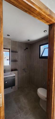 a bathroom with a toilet and a sink at Dar ATTIA Ezzahra KELIBIA in Ḩammām al Ghazzāz