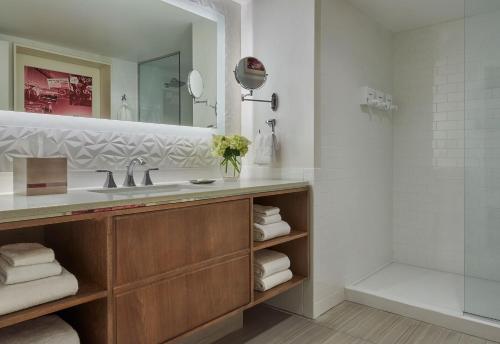 a bathroom with a sink and a shower at Flamingo Las Vegas Hotel & Casino in Las Vegas