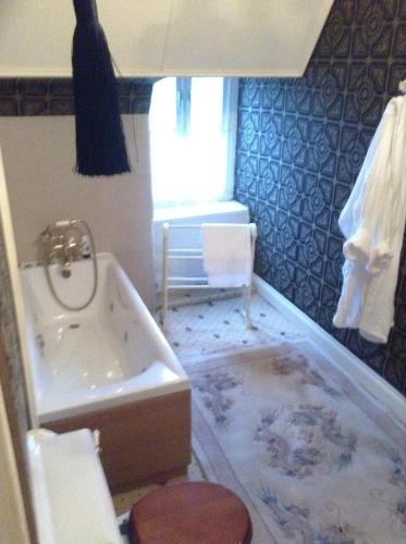 a bathroom with a sink and a bath tub at Chateau de Sommesnil in Sommesnil