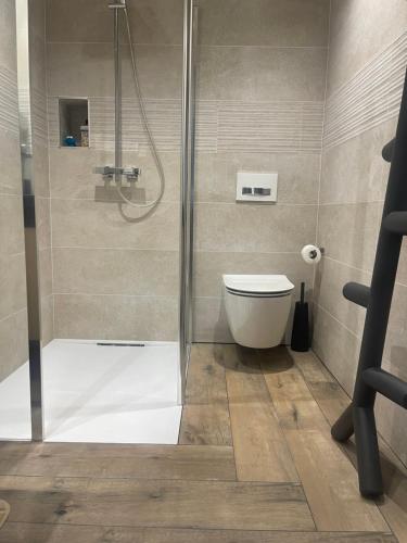 コルマールにあるAppt 602のシャワーとトイレ付きのバスルーム