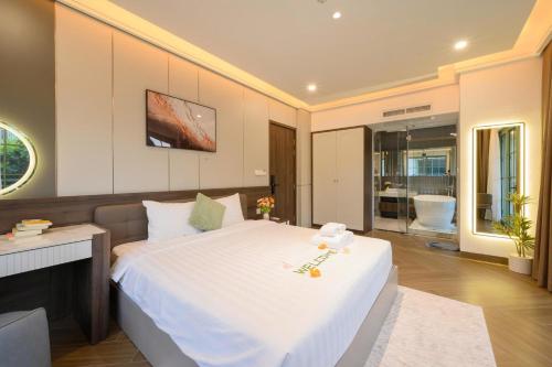 Кровать или кровати в номере Elyday Villa - Bai Khem Beach, Phu Quoc