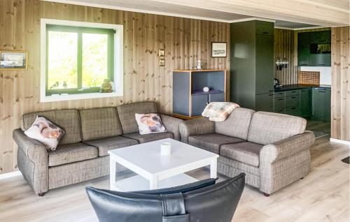 a living room with two couches and a table at Beautiful Home In Åmli With House A Mountain View in Åmli