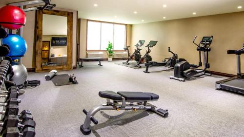 a gym with several exercise equipment in a room at The Lodge at Jackson Hole in Jackson