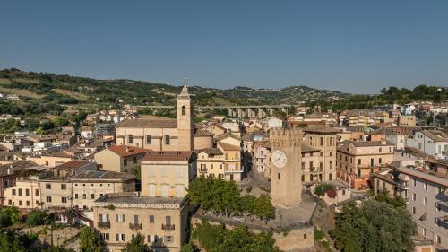 a view of a city with a clock tower at Palladio13 in San Benedetto del Tronto