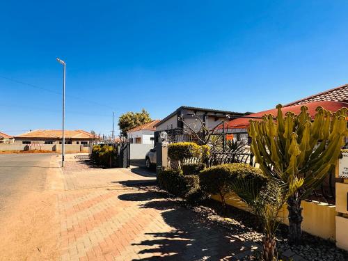 a street with a bunch of cactuses next to a building at The Exec Home Self Catering Villa in Gaborone
